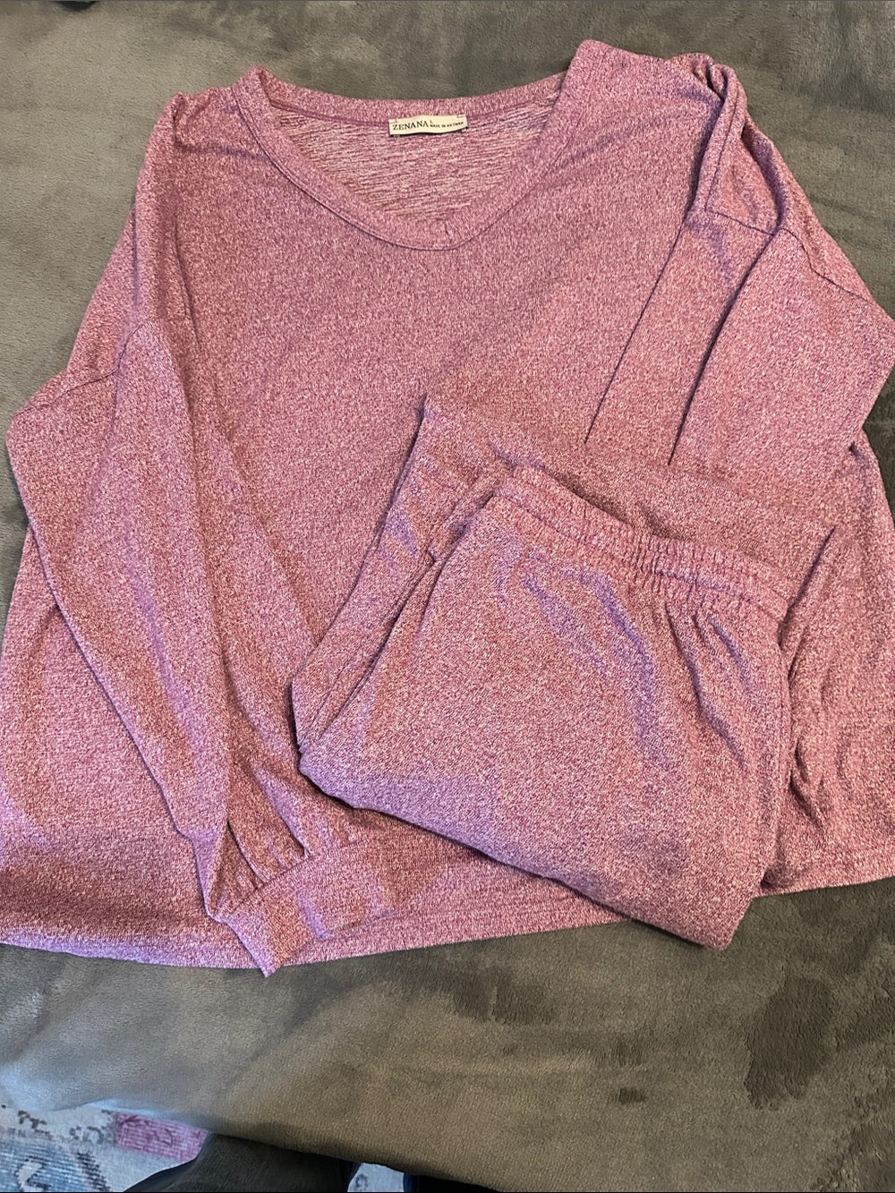 Zenana Cozy Lounge Set in Heathered Mauve
